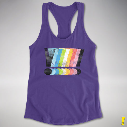 Queer Pride Grunge Exclamation Points Racerback Tank - Purple